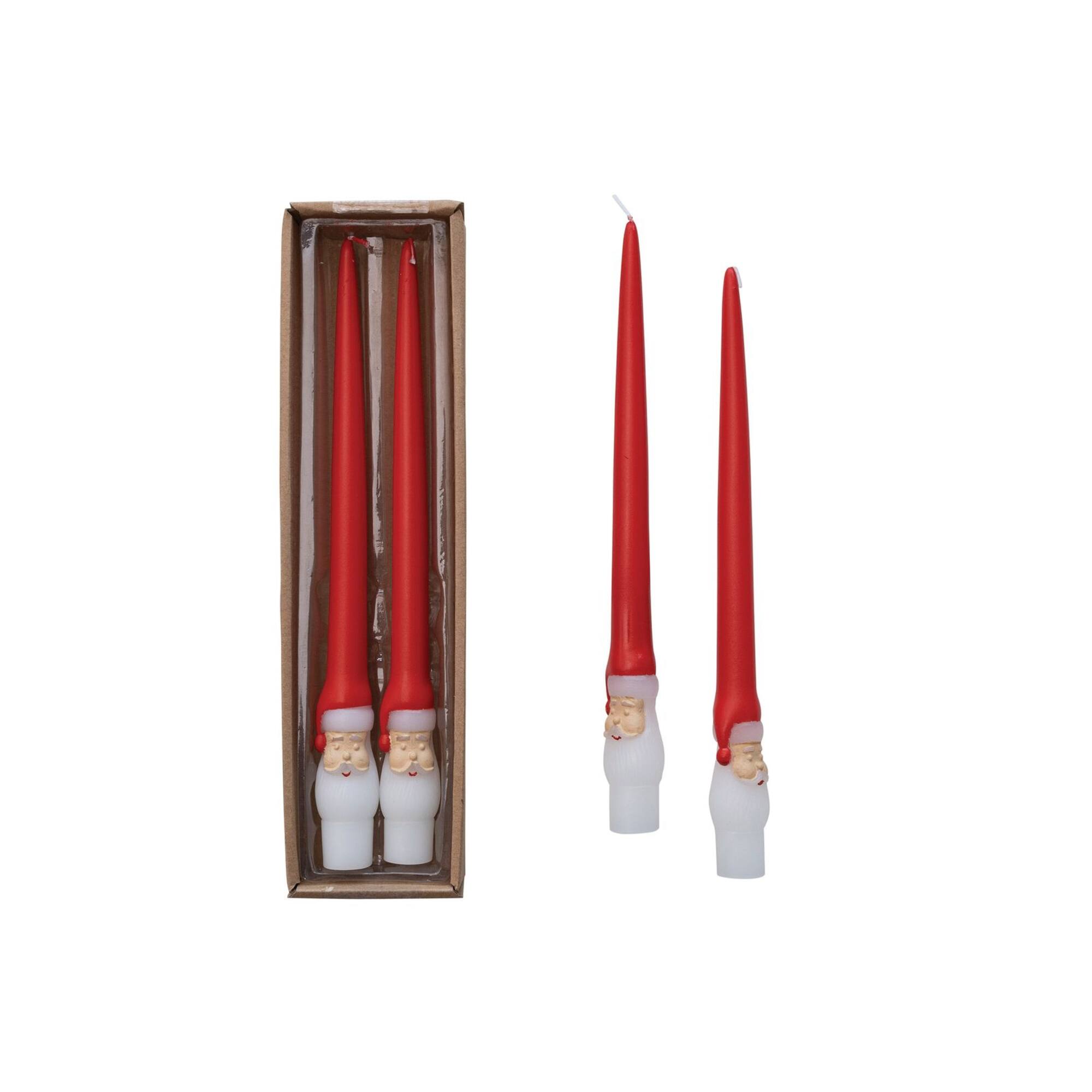 Hello Honey® 10" Red Unscented Santa Taper Candles Set